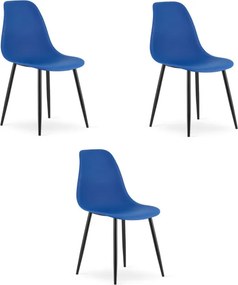 Set troch jedálenských stoličiek WAT modrý - čierne nohy (3 ks)
