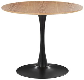 Okrúhly jedálenský stôl ⌀ 90 cm svetlé drevo/čierna BOCA Beliani