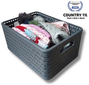 2. akosť - Plastový košík COUNTRY, rovný, antracit (11l - 33x24x16)