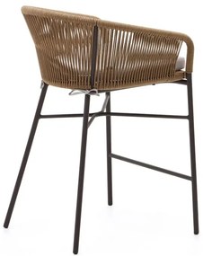 Béžová kovová/polstrovaná záhradná barová stolička Yanet – Kave Home