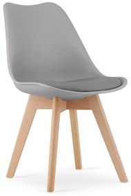 Jedálenský set 1 + 4, biely stôl ADRIA 120x80 cm + svetlosivé stoličky BALI MARK s bukovými nohami