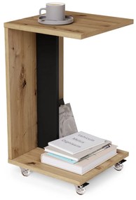 HUGO Dub Artisan/ Čierny - 2v1 POMOCNÍK NA KOLESÁCH/NOHÁCH - MOBILNÝ ODKLADACÍ STOLÍK DO OBÝVAČKY/ SPÁLNE/ DETSKEJ IZBY