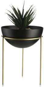 KOVOVÝ KVETINÁČ SO STOJANOM LOFT 20X15 CM ČIERNA/ZLATÁ