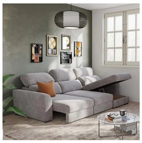 Univerzálna rohová rozkladacia trojmiestná pohovka s úložným priestorom TRENTO taupe