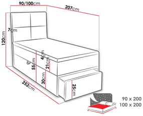 Jednolôžková posteľ 90cm Hills 1 (biela). Vlastná spoľahlivá doprava až k Vám domov. 1122270