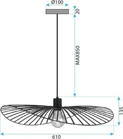 Toolight Toolight, závesné svietidlo 61cm, 1xE27, APP1841-1CP, čierna matná, OSW-07062