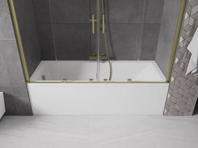 Mexen Velar Duo, 2-krídlová posuvná vaňová zástena 200 x 150 cm, 8mm číre sklo, zlatý matný profil, 896-200-000-02-55