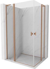 Mexen, Mexen Mist L Duo výklopný sprchový kút 105 x 95 cm, transparentný, brúsená meď - 8A4L-105-095-65-00