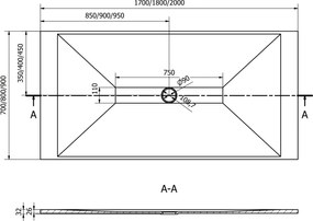 Mexen Toro, SMC obdĺžniková sprchová vanička 170 x 80 cm, biela, 43108017