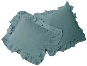 DEKORAČNÉ OBLIEČKY NA VANKÚŠ STONEWASHED SADA 2 KS 40X40 CM MODRÁ