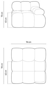 Zelený modul pohovky z textílie bouclé (pravý roh) Bellis – Micadoni Home