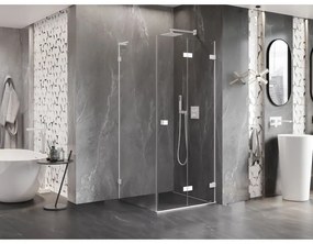 Mexen Lunar-F L, sklápací sprchový kút pravý 70 x 70 cm, 8mm číre sklo, biely profil, 836L-070-070-20-00-P