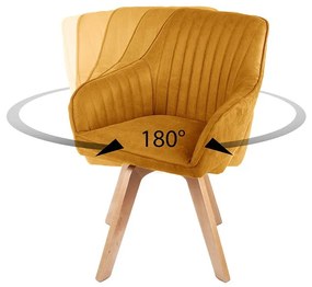 Dizajnová otočná stolička Gaura horčicovo-žltý zamat