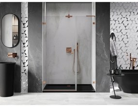 Mexen Lunar-B, L Otočné ľavé sprchové dvere 125 cm, 8mm číre sklo, medený matný profil, 832SL-125-050-65-00-L