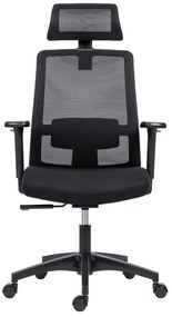 Kancelárska ergonomická stolička DELFO — sieť/látka, čierna