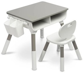 Detská sada nábytku Lara - Stôl a stolička - sivá, biela