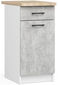 Rohová kuchynská linka OLIVIA H720 3 m s vitrínou betón