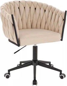 LuxuryForm DESIGN Stolička NORDEN VELUR na čiernej podstave s kolieskami - krémová