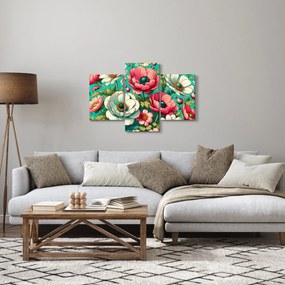 Obraz - Kvety na modrom pozadí (90x60 cm)