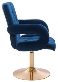 LuxuryForm DESIGN Stolička BOSTON VELUR na zlatom tanieri - modrá