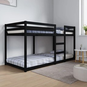 Poschodová posteľ čierna 90x200 cm borovicový masív 821648