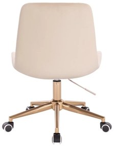 LuxuryForm DESIGN Stolička PARIS VELUR na zlatej podstave s kolieskami - krémová