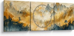 Obraz - Pohorie, akvarel (s hodinami) (90x30 cm)