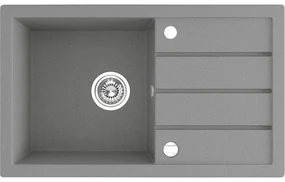 Laveo Trzynastka, 1-komorový granitový drez 790x480x185 mm, šedá, LAV-SBP_511T