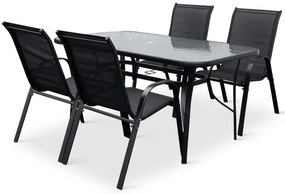 Noela Záhradný jedálenský set Klaudia transparentný + 4x kovová stolička Ramada