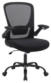 Kancelárska stolička, sklopné podrúčky, 100,5-112,5x64cm, čierna