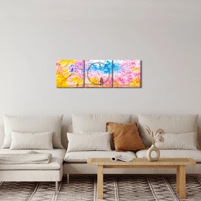 Obraz - Maľovaný pár, aquarel (s hodinami) (90x30 cm)