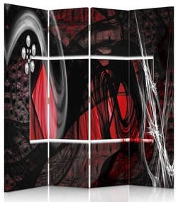 Ozdobný paraván Červená abstrakce - 145x170 cm, štvordielny, obojstranný paraván 360°