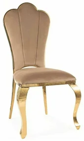 Jedálenská stolička Motina Velvet, béžová / zlatá