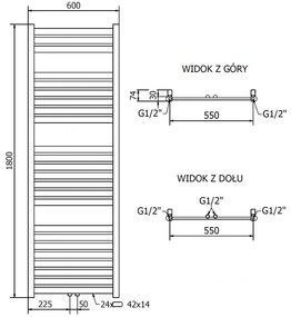 Mexen Uran, vykurovacie teleso 1800x600 mm, 729 W, zlatá lesklá, W105-1800-600-00-50