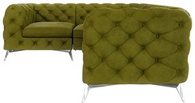 Zelená zamatová rohová pohovka (ľavý roh/do L) Chelsea – Ropez