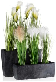 PLASTOVÝ KVETINÁČ BOUQUET 56X19 CM IMITÁCIA BETÓNU ČIERNA