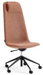 Stolička LANGLEY, vysoký sedák, s kolieskami, čierna/medená