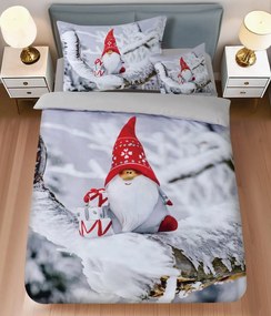 Obliečky z mikrosaténu WINTER GNOME sivé + obliečka na vankúšik 45 x 45 cm zdarma Rozmer obliečky: 70 x 90 cm | 140 x 200 cm