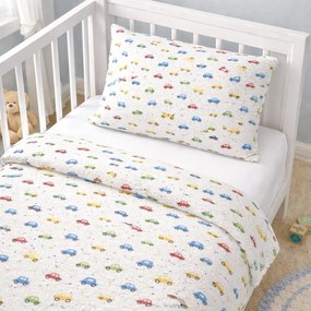 Mušelínové obliečky Autíčko TiaHome - 1x Vankúš 90x70cm, 1x Paplón 140x200cm
