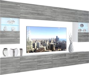 Obývacia stena Belini Premium Full Version šedý antracit Glamour Wood + LED osvetlenie Nexum 11