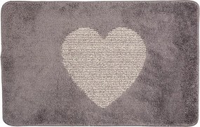Šedá kúpeľnová predložka se srdíčkom - 78*48*1 cm