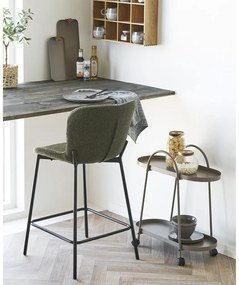 Tmavozelená čalúnená barová stolička (výška sedadla 65 cm) Maceda – House Nordic