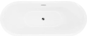 Mexen Lotos, voľne stojaca vaňa 160 x 75 cm, biela/čierna, chrómový prepad, 52051607775-01