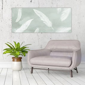 Obraz - Biele pierka (120x50 cm)