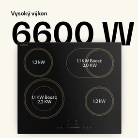 Klarstein Victoria sklokeramická varná doska, 4 zóny, elegantná, nadčasová, 6600 W, 60 cm