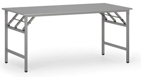 Konferenčný stôl FAST READY, 160x80 cm, sivostrieborná podnož, sivá