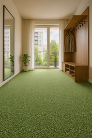 Betap, Metrážny koberec Virtuose 42, na mieru, šíře 4m, zelená, filc, chodba / predsieň