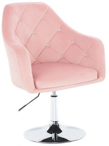 LuxuryForm DESIGN Kreslo ROMA VELUR na striebornom tanieri - svetlo ružové