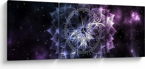 Obraz - Lotusová mandala vo vesmíre (s hodinami) (90x30 cm)