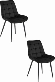 Set dvoch jedálenských stoličiek BERA zamatové čierne / čierne nohy (2ks)